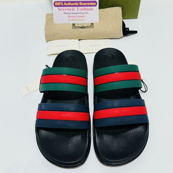 Gucci Agrado GRG 10/ US 10.5 Slides Multicolor Rubber Slip-On Sandals NIB - Picture 7 of 13
